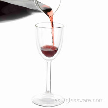 Copa de vino tinto de vidrio doble para beber